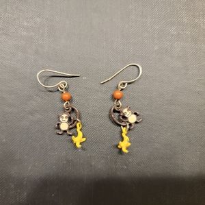 Cutest monkey and banana earrings